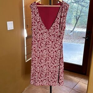 Bar III Maroon Floral Stretch Faux Wrap Sleeveless Dress Size XXL